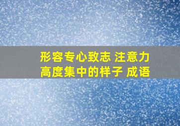 形容专心致志 注意力高度集中的样子 成语